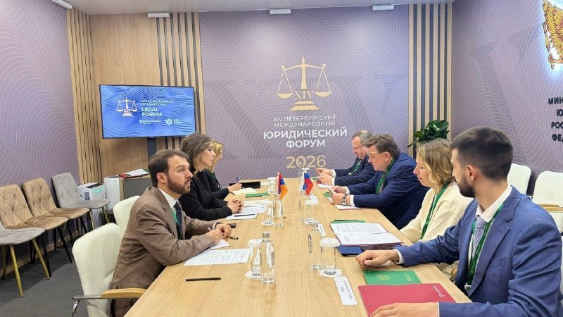 Министр юстиции Армении Србуи Галян на встрече с министром юстиции РФ Константином Чуйченко в Санкт-Петербурге