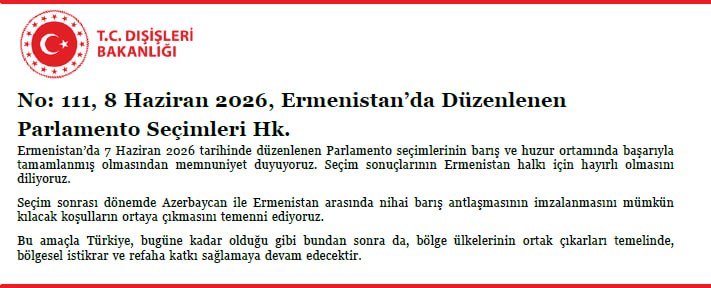 Флаг Турции и Армении на фоне заявления МИД о выборах 7 июня 2026